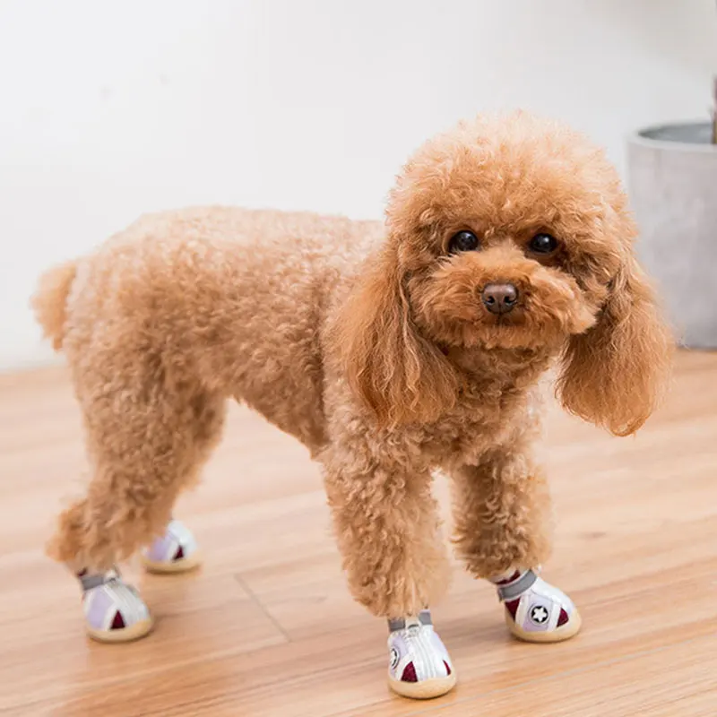 

4 шт./компл. обувь для домашних питомцев, нескользящая обувь для щенков, собак, кроссовки, дышащая Уличная обувь для Тедди, товары для собак