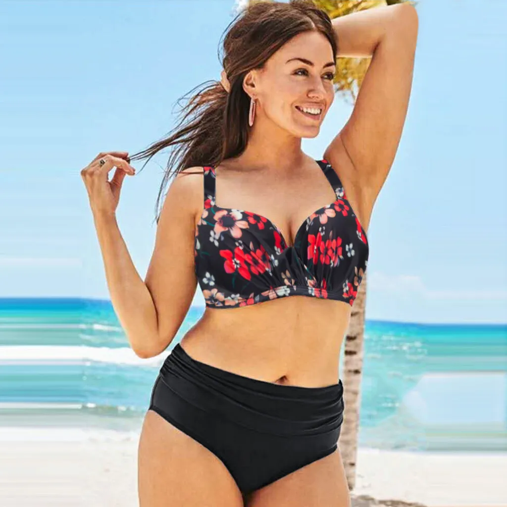 2019 сексуальное бикини женский купальник с разрезом высокая талия большая полоса