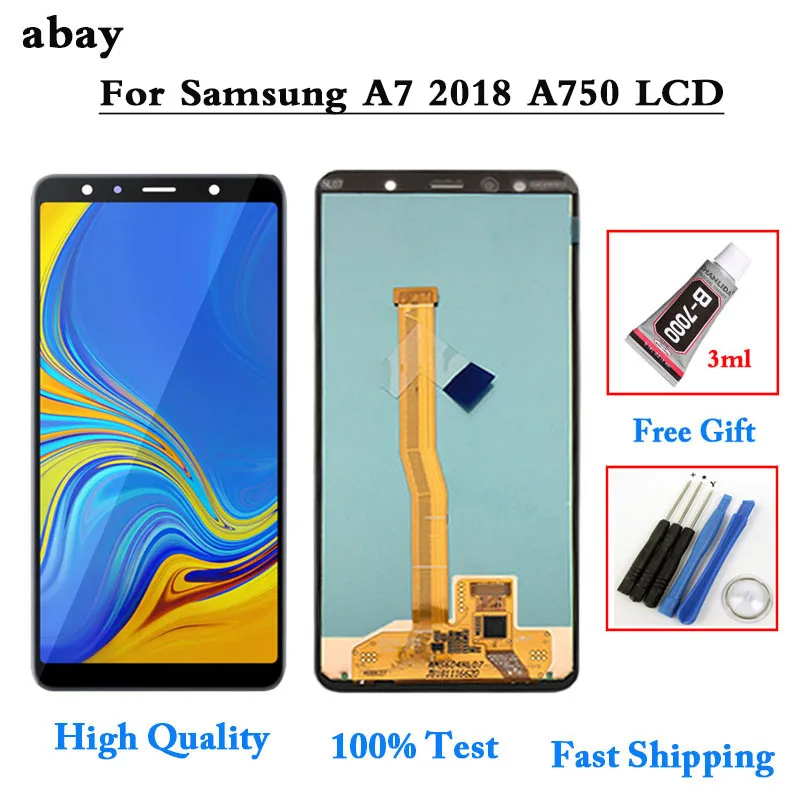 

ЖК-дисплей TFT/Amoled для Samsung Galaxy A7 2018 A750 A750F SM-A750F A750FN A750G, сенсорный экран с цифровым преобразователем в сборе A750F
