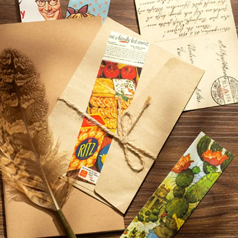 

30 Sheets/box Paper Bookmarks For Books Retro Impress Series Literary Gifts Material Decoration Stationery School Supplies