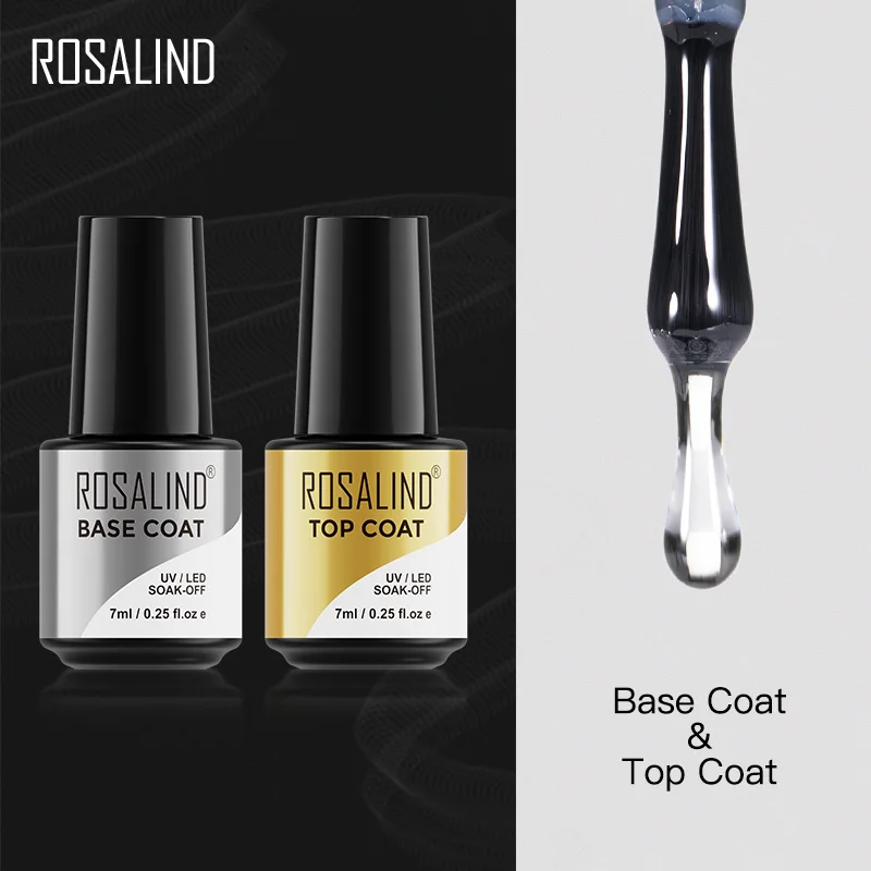 ROSALIND 7ML Top Coat Nail Polish Vernis Semi Permanant Soak Off UV Lamp For Manicure no Wipe Long Lasting Gel Lacquer Topcoat | Красота и