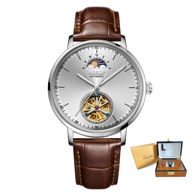 

Retro genuine tourbillon men watch automatic multi-function 2020 male watches gift business luxury fashion personality man watch