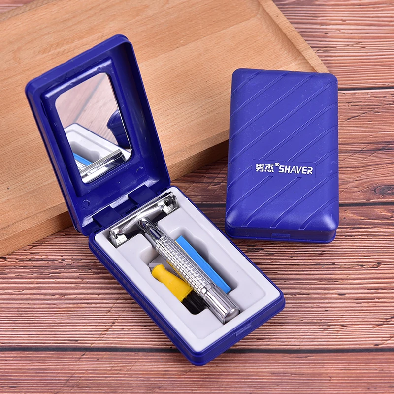 

Men's Traditional Double Edge Chrome Wet Shaving Safety Razor Manual Razor+ 1 Blade +1 Professional Travel Case Beard Hair Care