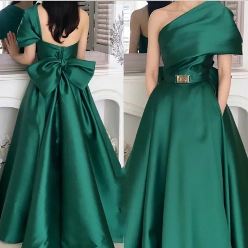 

New Arrival One shoulder Green Formal dresses Women Party Night Prom Evening dress Plus size Robe soiree femme 2023