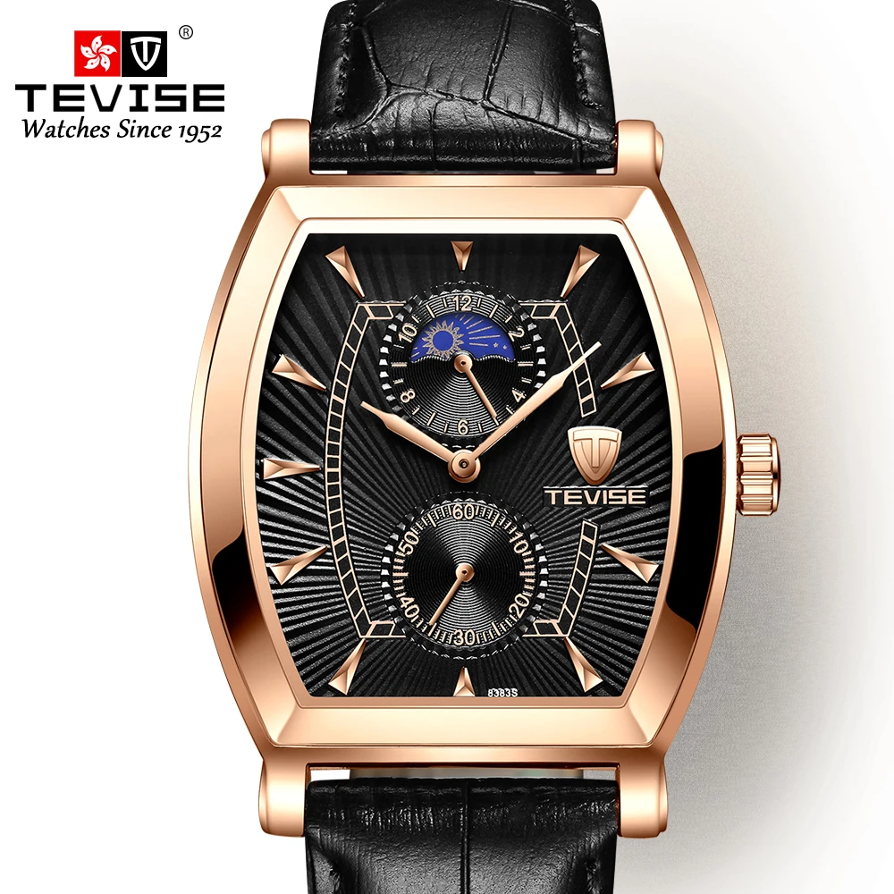 

TEVISE Explosive watch six needle wine barrel rectangular non-mechanical male automatic quartz watch