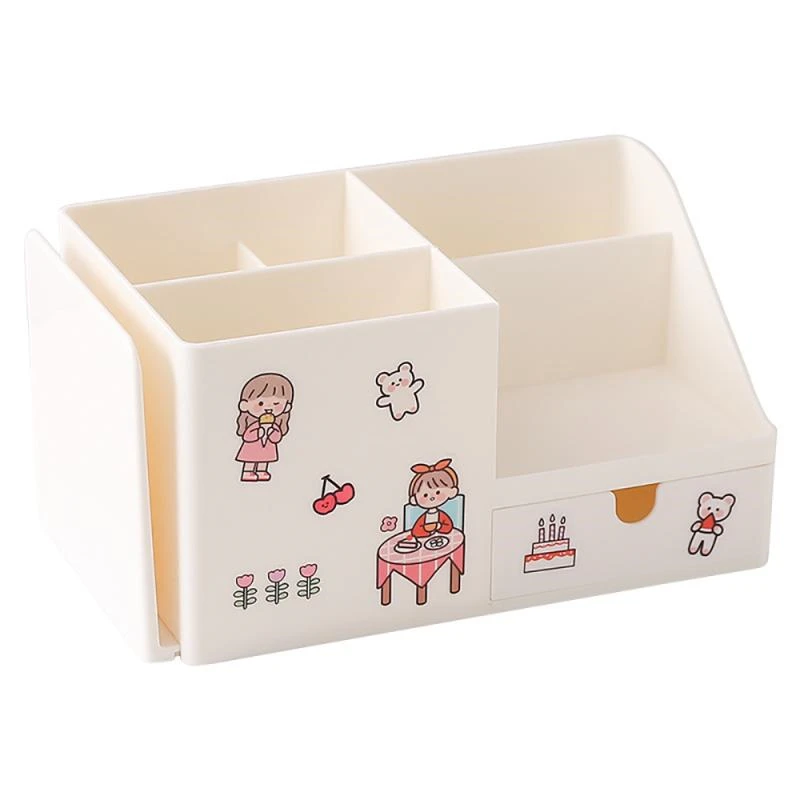 Kawaii ABS 2 in 1 Multifunctional Desktop Organizer Pen Holder Books Stand Holder Bookends School Stationery Storage Box