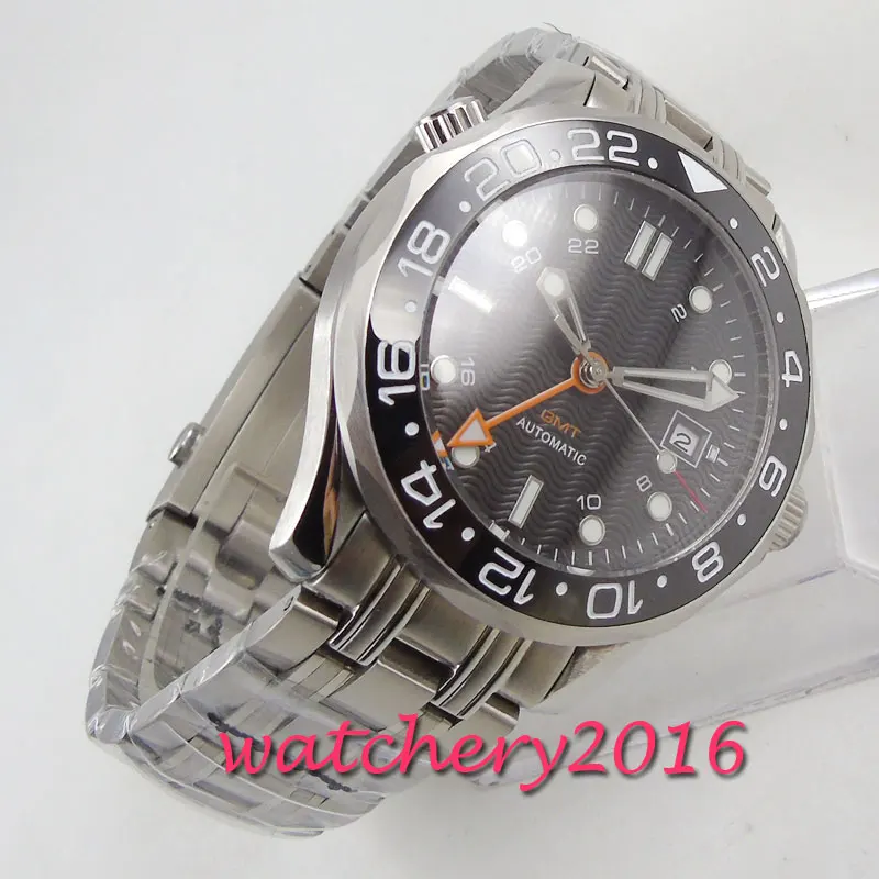 41 мм стерильный черный циферблат керамический ободок сапфировое стекло Дата