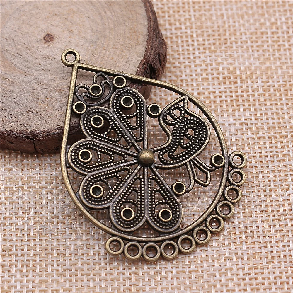

free shipping 8pcs 55x38mm antique bronze Earring connector charms diy retro jewelry fit Earring keychain hair card pendant