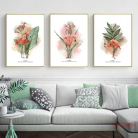 nordic fresh green plant poster minimalist animals canvas painting flamingo wall art pictures for living room modern home decor