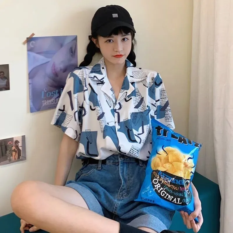 

Women Blouses Vintage Floral Short Sleeve Chiffon Notched Elegant See Through Beach Streetwear Chic Female Shirt Tops shirts