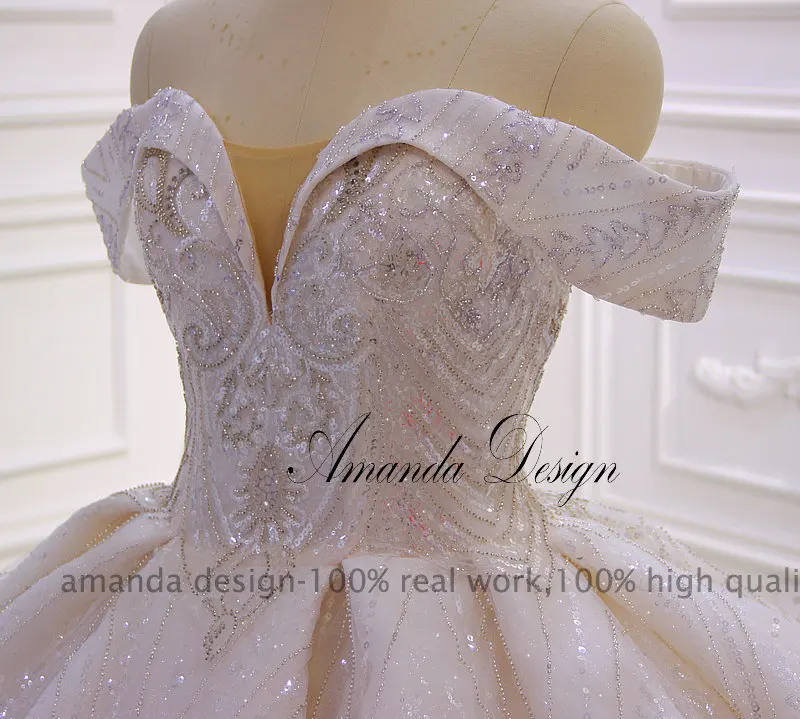 Аманда дизайн vestido boda mujer invitada с открытыми плечами блестящее бисерное свадебное платье