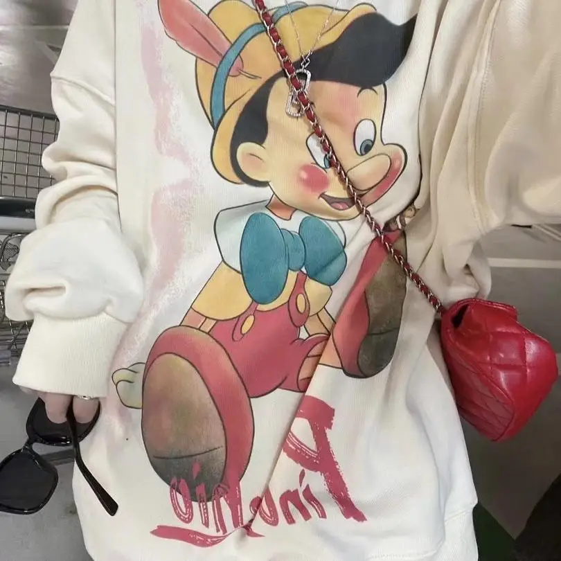 

Уличная одежда, модные топы, женские осенние милые Мультяшные Модные свободные мужские и женские повседневные толстовки оверсайз с принтом...