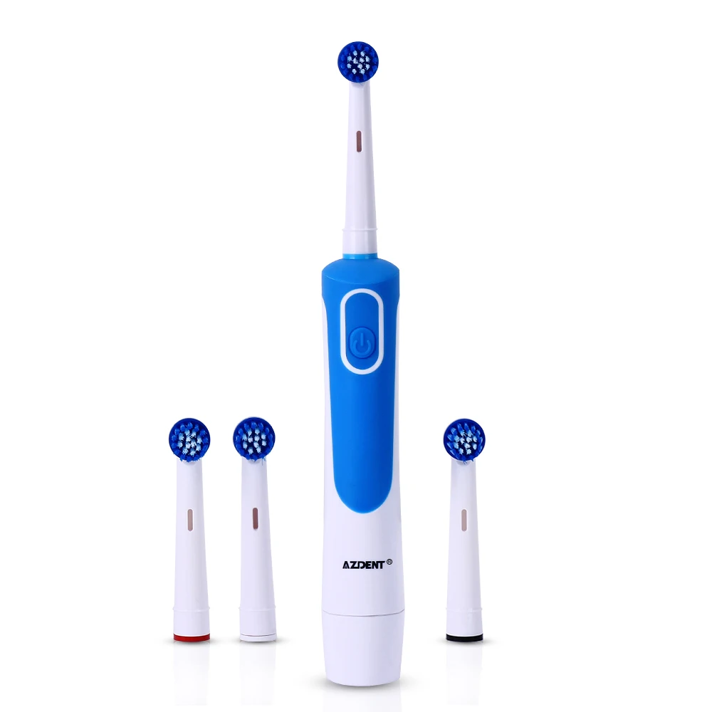 AZDENT AZ-2 P вращающаяся электрическая зубная щетка 4 сменные головки сухая батарея зубная щетка гигиена полости рта чистка зубов