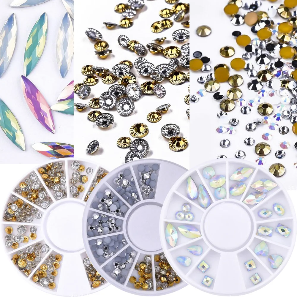 AB Стразы для дизайна ногтей цвета шампанского радужные бриллиантовые Круглые