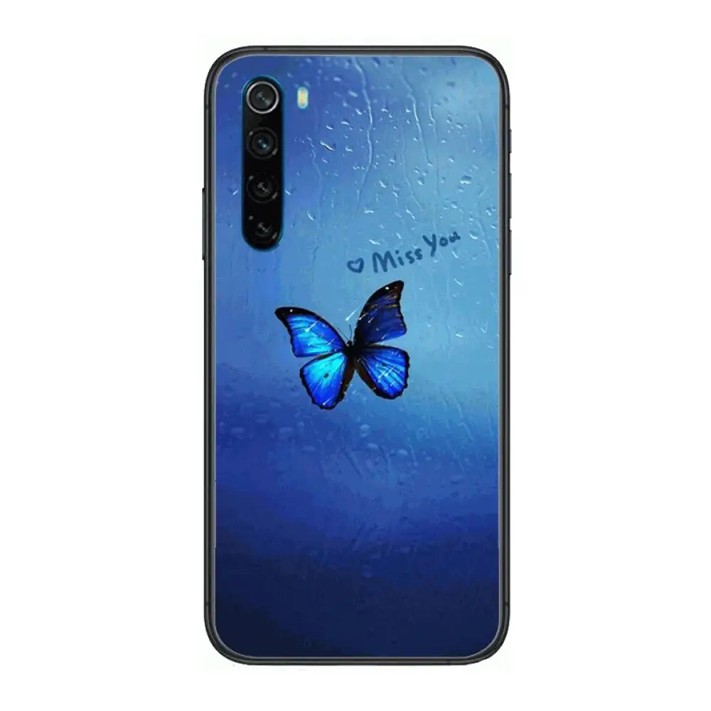 

Cute Butterfly Printed TPU cartoon Phone Case For XiaoMi Redmi Note 9S 8 7 6 5 A Pro T Y1 Anime Black Cover Silicone Back Pret