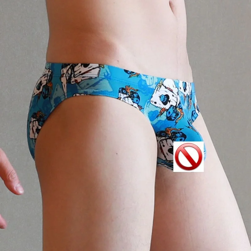 Пикантные Для мужчин s хлопковое нижнее белье C выпуклой частью для печати