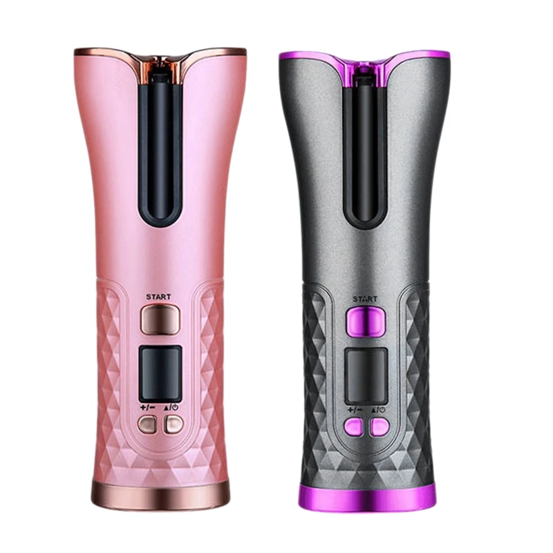 

USB Recharge Cordless Hair Curler Rotating Hair Curler LCD Display Automatic Curling Iron for Travel, Home