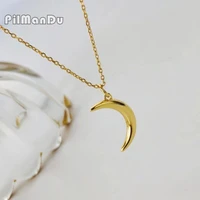 s925 sterling silver necklace ins personality simple moon geometric pendant necklace engagement jewelry gift for girlfriend