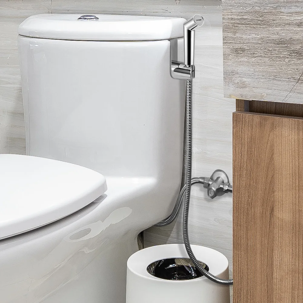 

Handheld Toilet Bidet Sprayer Set Flow ABS Control Portable Jet Shower Sprayer Set Douche Kit Chrome With Hose Self Cleaning