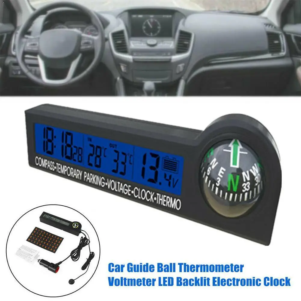 1 шт. многофункциональный автомобильный термометр Автомобильный Вольтметр Часы