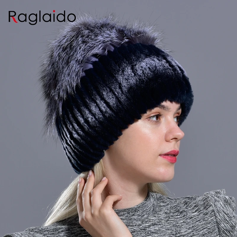 winter women hats fox rabbit fur pompom skullies beanies warm elastic fashionable fluffy thick outdoor stylish natural fur hats