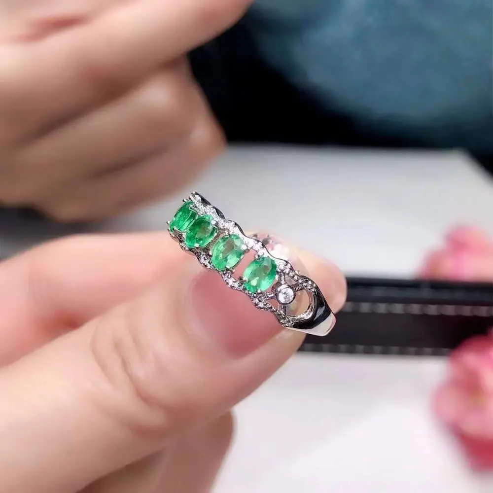 100% стихийных бедствий и реальные Изумрудное кольцо предложение 925 пробы