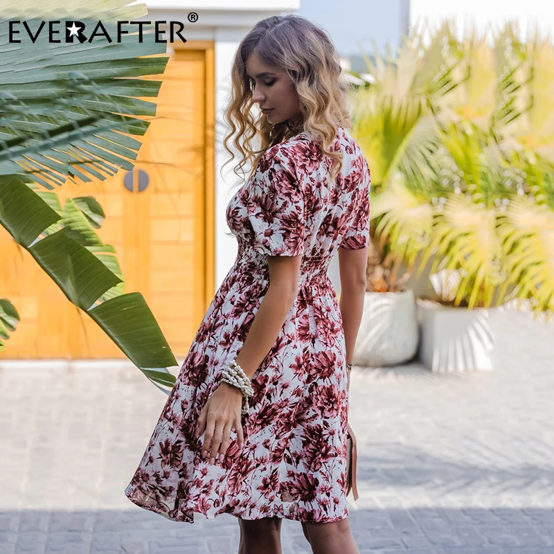 Женское драпированное платье EVERAFTER с v образным вырезом цветочным принтом