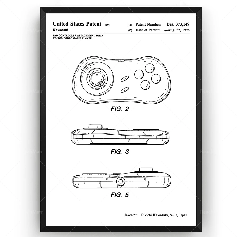 Контроллер Neo Geo CD Pad 1996 запатентованная печать декоративный план настенный