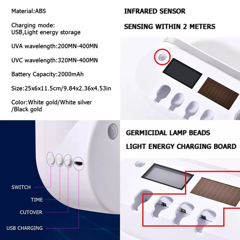 Держатель для зубной щетки автоматический стерилизатор выжималка пасты