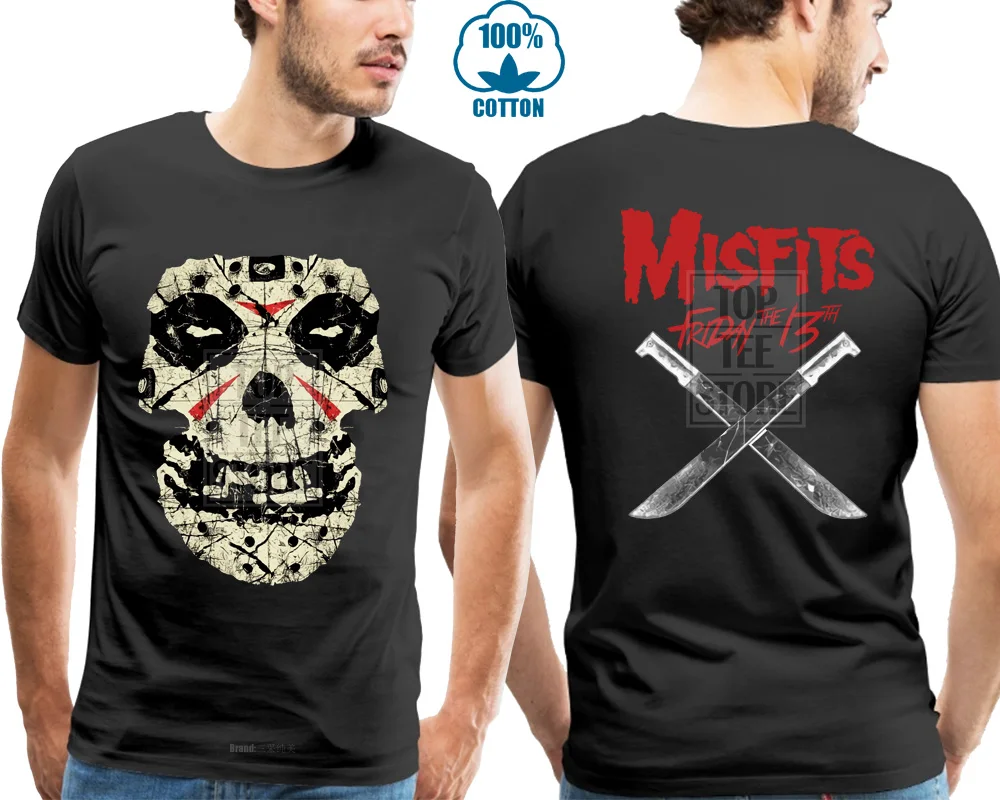 Мужская футболка с принтом Misfits Friday The 13Th черная хлопковая Футболка размера S Xxxl