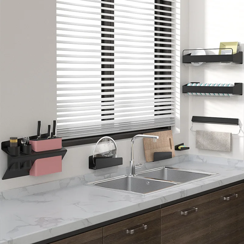 Новый настенный кухонный стеллаж из нержавеющей стали черного цвета для сушки