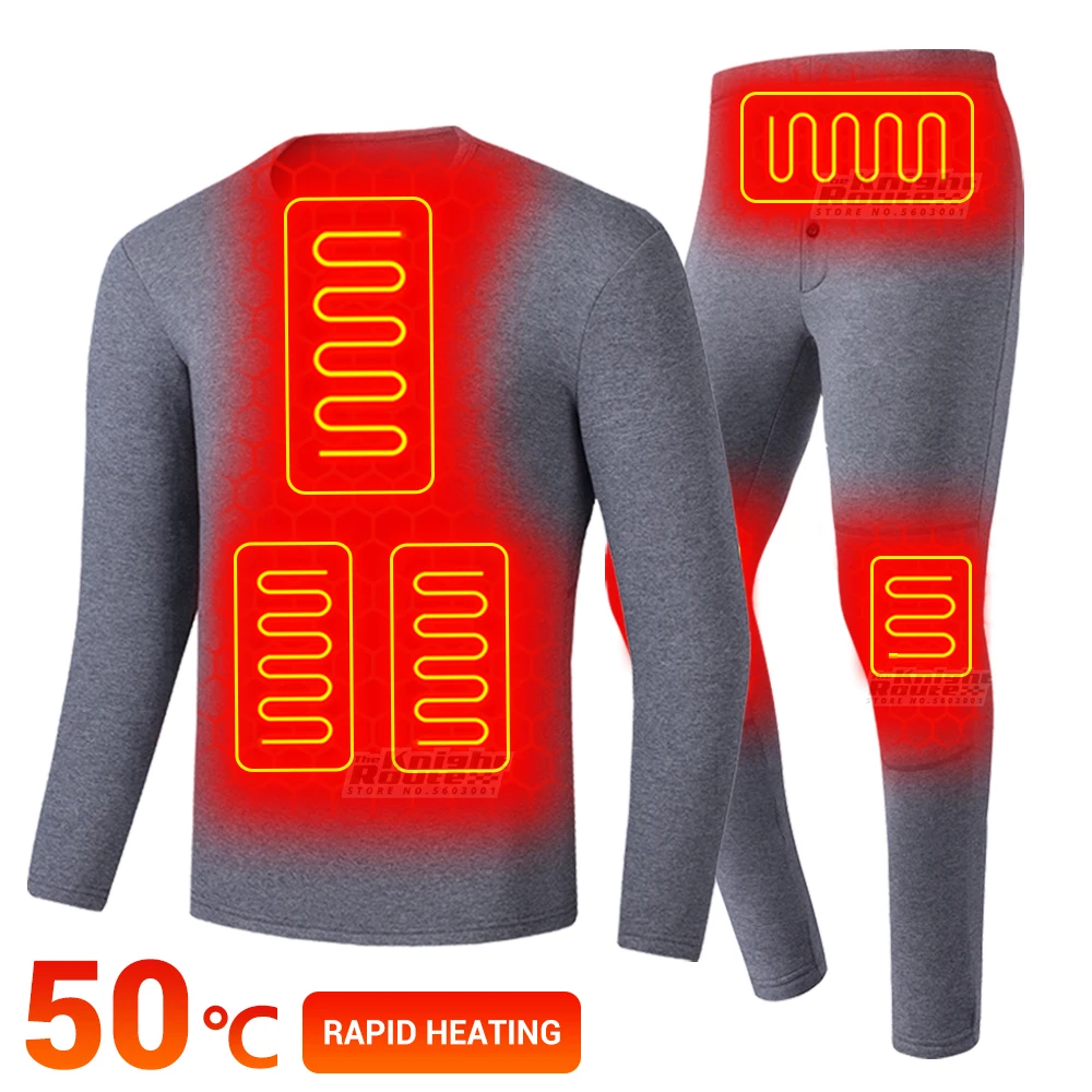 

Winter Electric Heated Underwear Suit Men Motorcycle Jacket Outerwear Ski Jacket Battery Powered Fleece Long Johns Tops & Pants