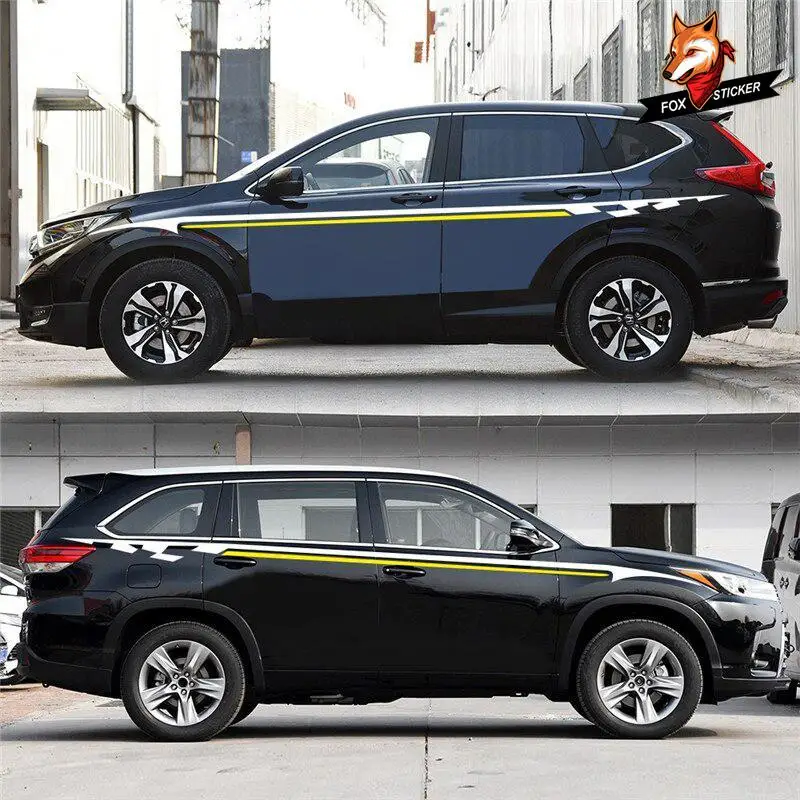 

Автомобильная Боковая дверь длинная полоса клетчатая наклейка для гоночного кузова s Наклейка на талию кузова автомобиля s Автомобильная Н...