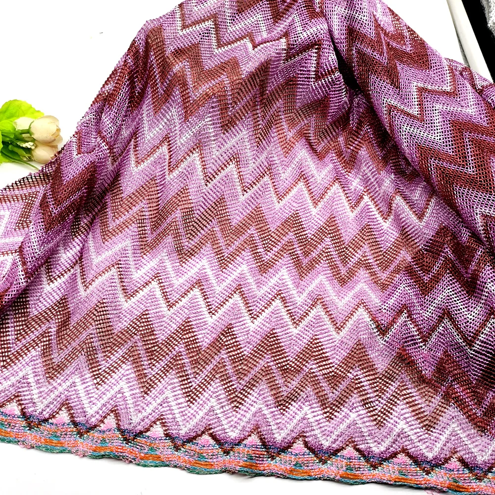 

Knitting Lace Fabrics Zig Zag Wave Striped Lace Crochet Mesh Fabric Diy Fashion Cloth 155CM/1010