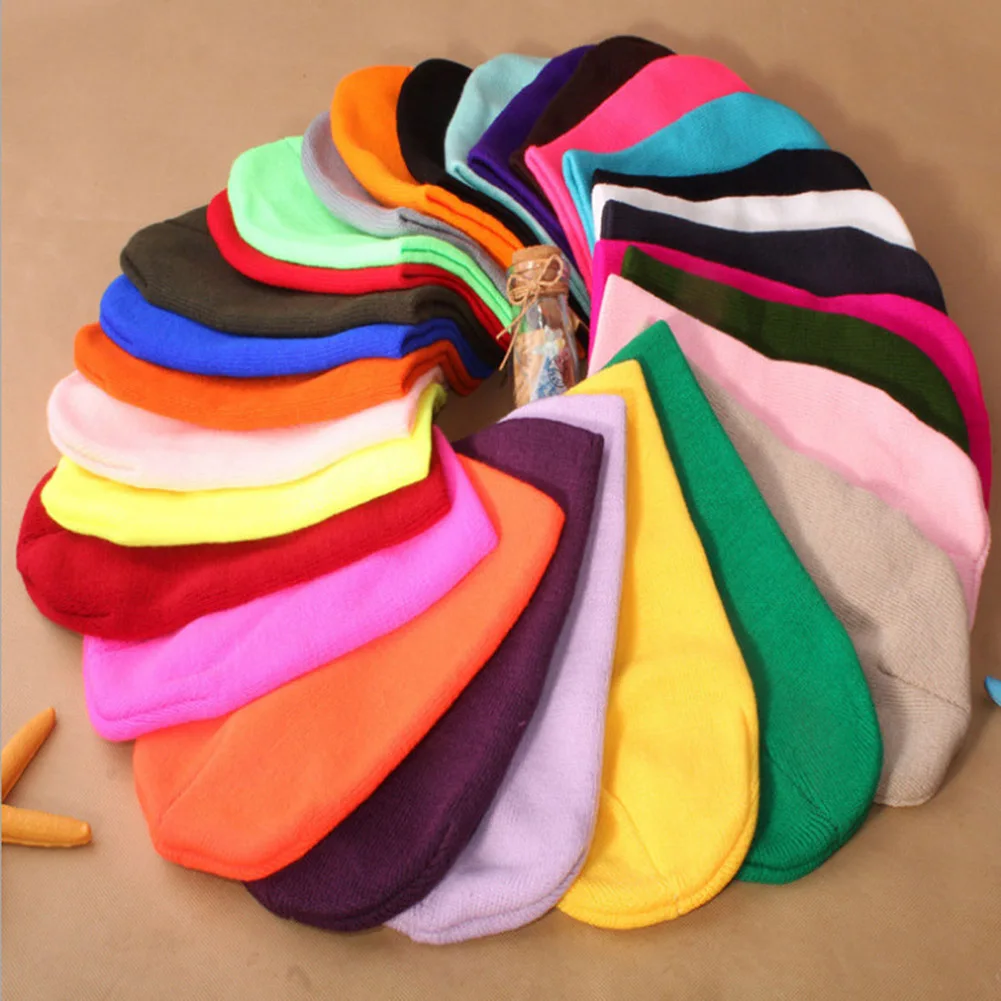 

colorful Knitted cap Solid Ski Cap Unisex Beanies Winter Wool Blend Soft Warm Knitted Cap comfortable Skull Hat fashion cap hot