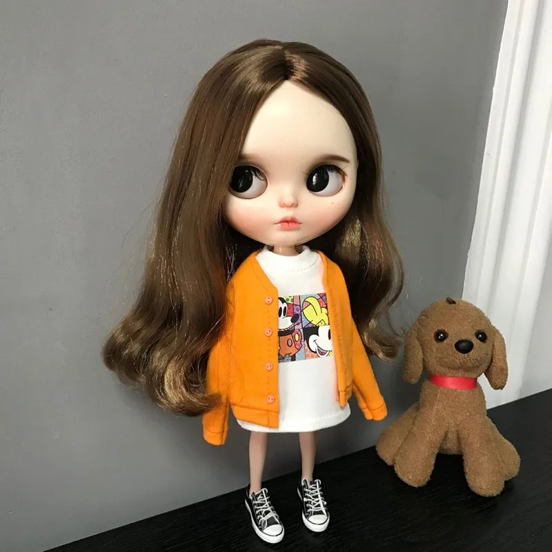 2 шт. Одежда для куклы blyth 1/6 футболка + куртка pullip одежда jean комплект одежды Барби