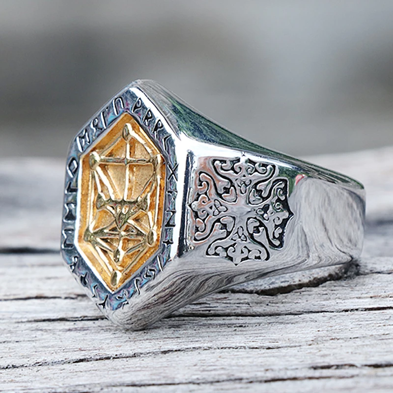 Ретро скандинавской мифологии Каббала Кольца из нержавейки Viking Для Мужчин's