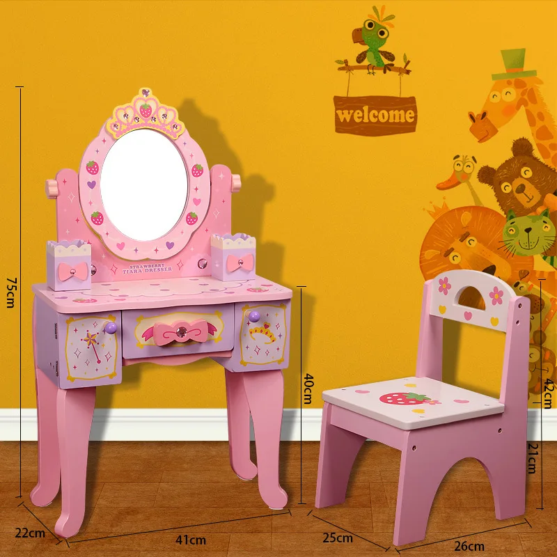 Подарок для девочек 3-9 лет, игрушки для девочек, имитация деревянного туалетного столика, туалетный столик для маленьких девочек, детские игрушки для ролевых игр