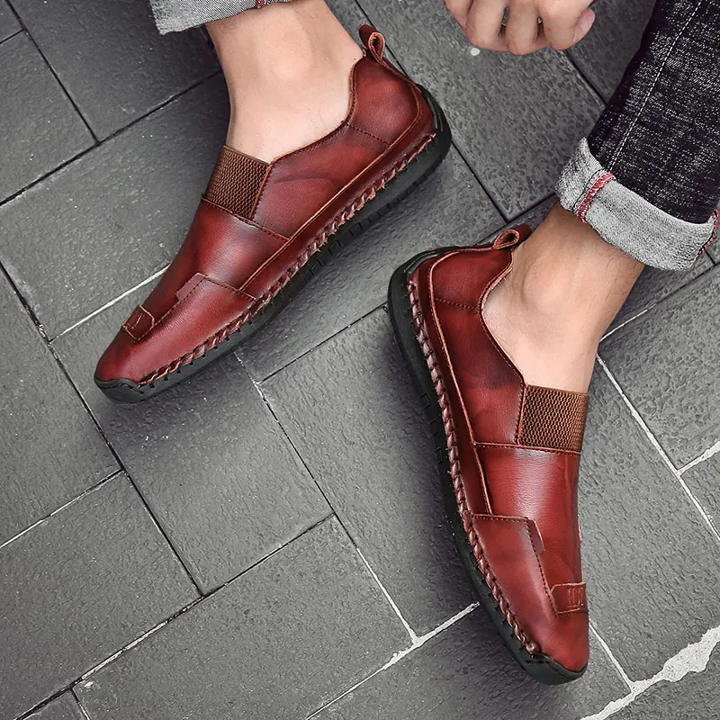 

New Leather Men Shoes Luxury Brand Casual Slip on Formal Loafers Big Size 39-47 Men Moccasins Italian Black Male Driving Shoes