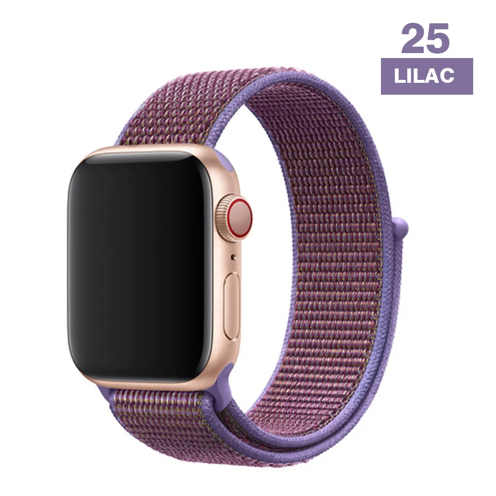 Lilac Ремешок для наручных часов Apple Watch серии 3/2/1 38 мм 42 мм мягкий нейлон дышащий сменный ремешок Спортивные петли для наручных часов iwatch серии 4 5 40 мм 44 мм - Цвет ремешка: Lilac