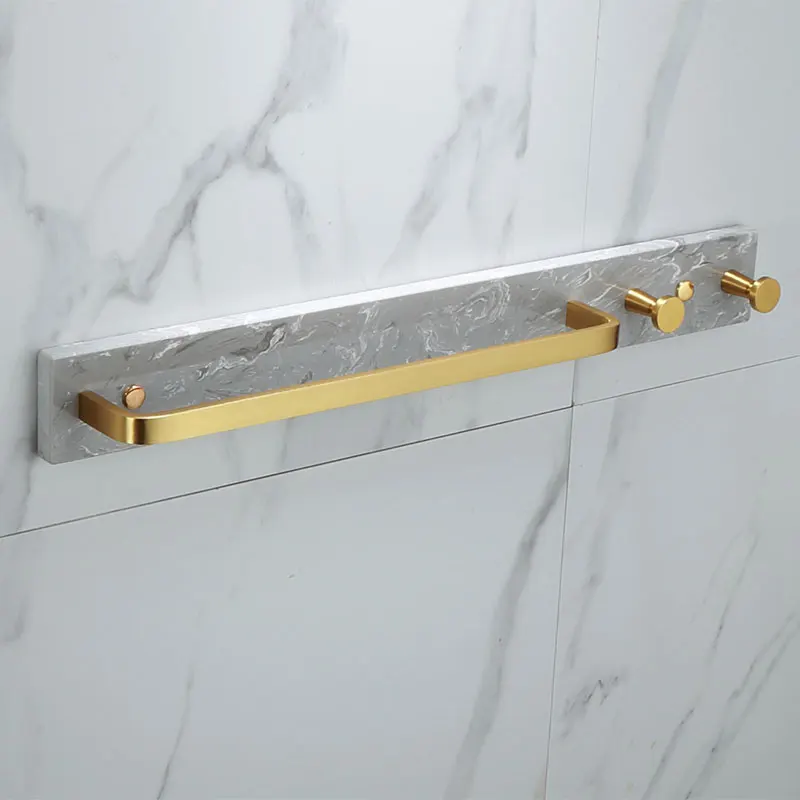 Вешалка для полотенец Tuqiu с крючками настенная 50 см золотистая вешалка ванной