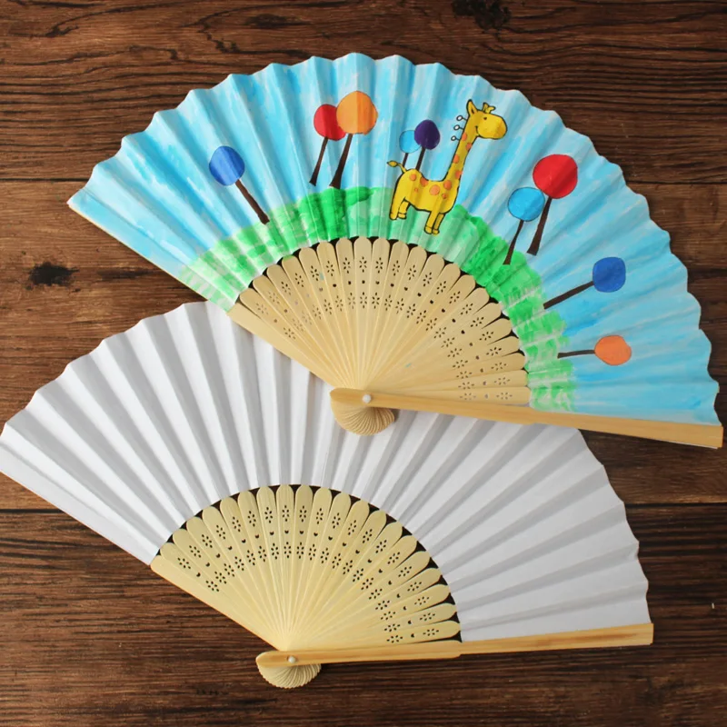 Складная Веерная бумага из бамбука в китайском стиле для детского творчества |