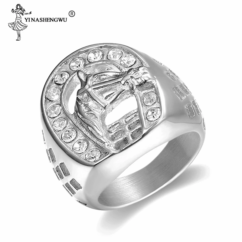 Кольцо мужское из нержавеющей стали с фианитом ювелирное изделие в стиле хип-хоп