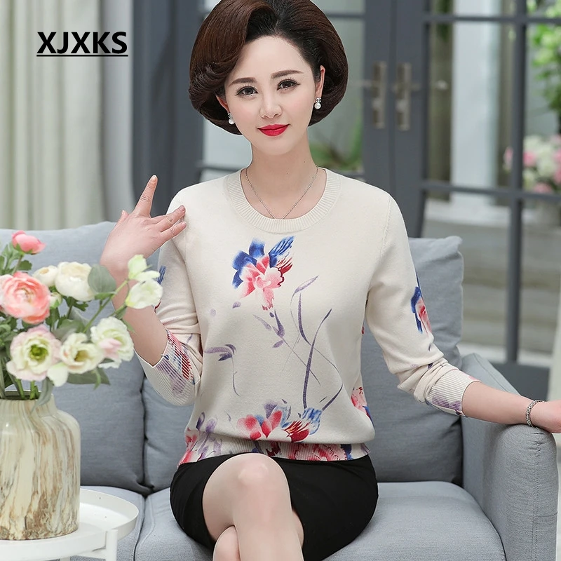 XJXKS New 2020 Spring Pring Sweater Women Knitted Shirt Long Sleeves Loose Pullover Plus Size Wool Jumper | Женская одежда