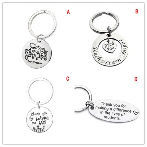 1 шт. подарок на День учителя брелок с гравировкой спасибо из нержавеющей стали 4