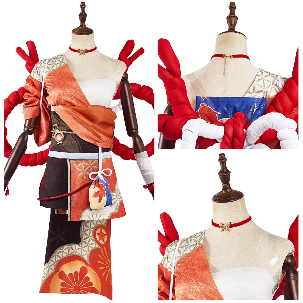 

HoYoverse игра анимация Genshin Impact Yoimiya персонаж полный комплект косплея двухмерная игра костюм Рождественский подарок