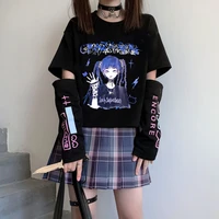 emo y2k japanese streetwear e girl anime with arm cover graphic top harajuku kawaii summer alt tops for women t shirt clothes