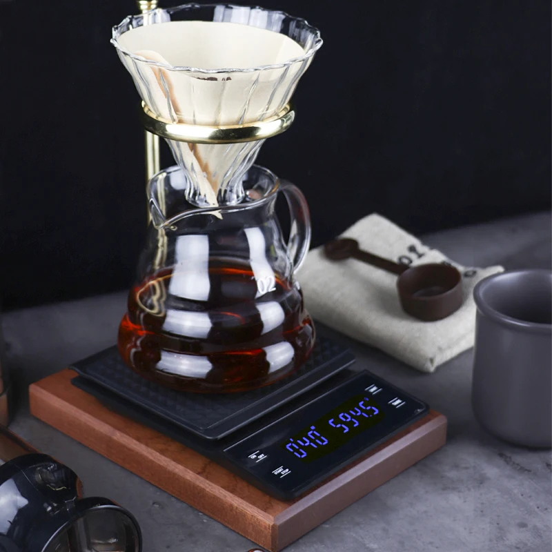 B&aacute;scula de caf&eacute; por goteo con temporizador, balanza Digital electr&oacute;nica port&aacute;til de alta precisi&oacute;n, LCD, 3kg/0,1g, 5kg/0,1g-1