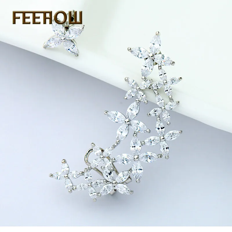 FEEHOW Milky Way Marquise серьги с фианитом куртки блестящий белый цветок со стразами