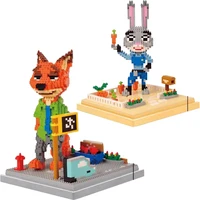 2021 disney building blocks cartoon building block toys cute judy rabbit nick fox model children diy educational toys